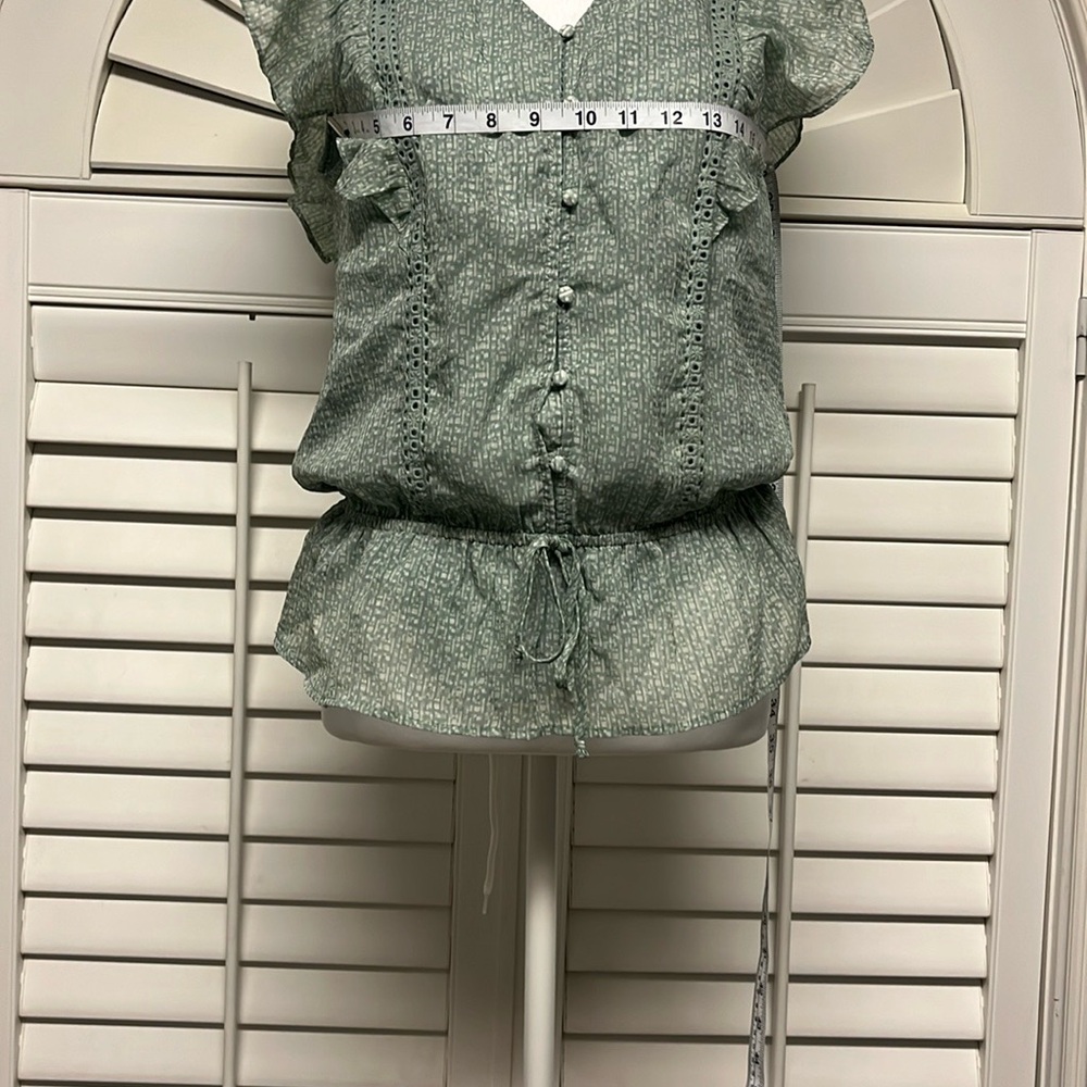 Stylish Green Blouse with Ruffle Details